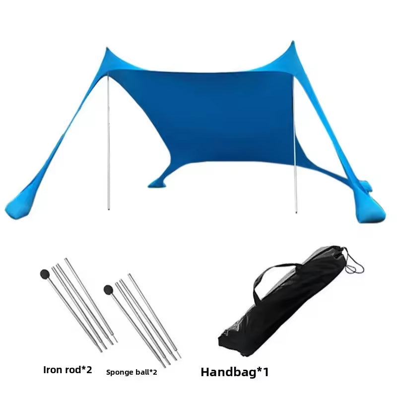 Family beach tent, large pop-up parasol, beach shelter, sun shade. Stable poles with portable carry bag. Outdoor shade.
