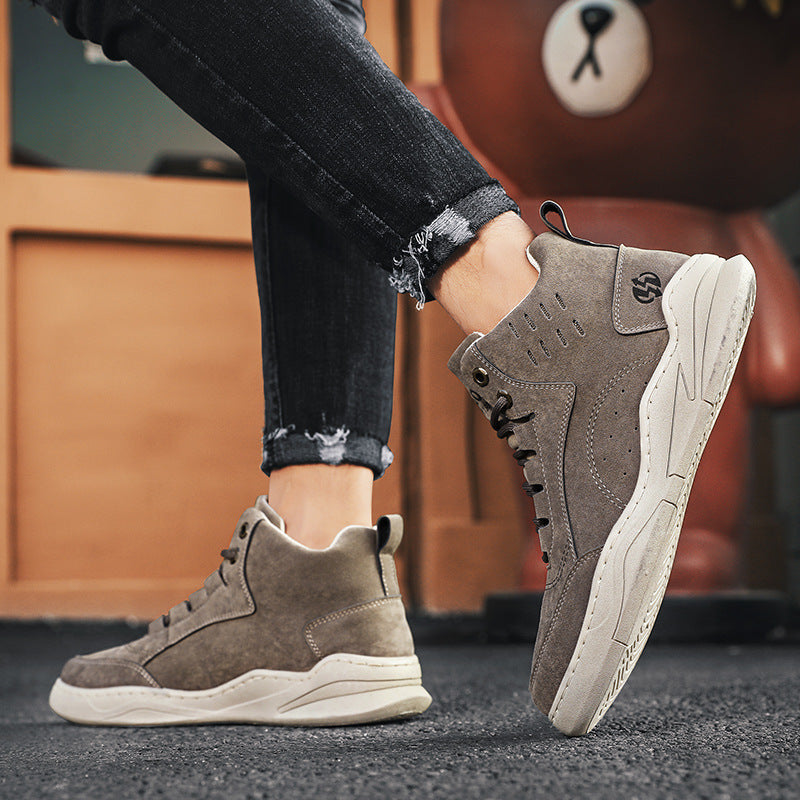 Business Men's High Quality Casual Shoes Fashion Trend Men's Sports Leather Shoes Comfortable Lace-Up Non-Slip Walking Shoes Leather Luxury Non-Slip Hiking Boots Outdoor Lightweight Shoes
