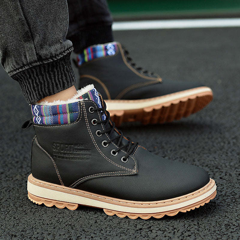 Business Soft Mens Boots Winter Shoes Waterproof Snow Boots With Warm Plush Winter Footwear Casual Boots Winter Hiking Boots Lining Outdoor Anti Slip Outdoor Sport Shoes