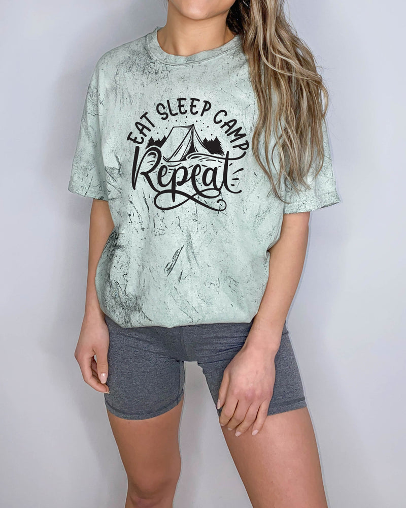 Camping Hiking Mountain Nature Garment Dyed T Shirt