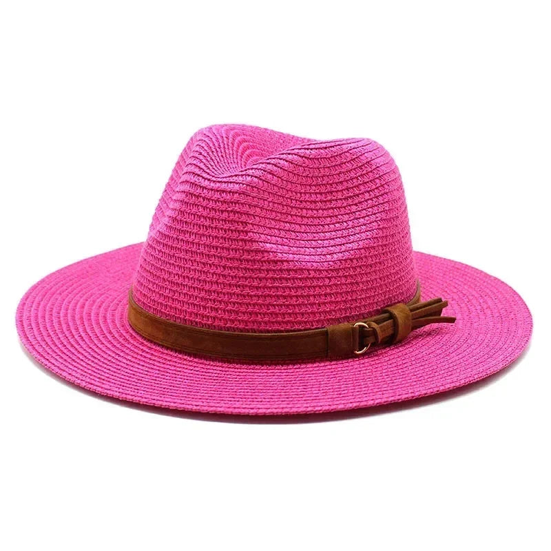 New Big Size 59-60CM Panama Hat Summer Sun Hats for Women Man Outdoor Beach Straw UV Protection Cap Chapeau Jazz Trilby Cap