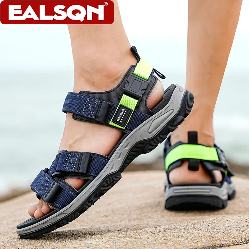 Flat Sandals Summer Mens Breathable Holidays Beach Shoes Open-Toe Outdoor Casual Travel Hiking Sandials