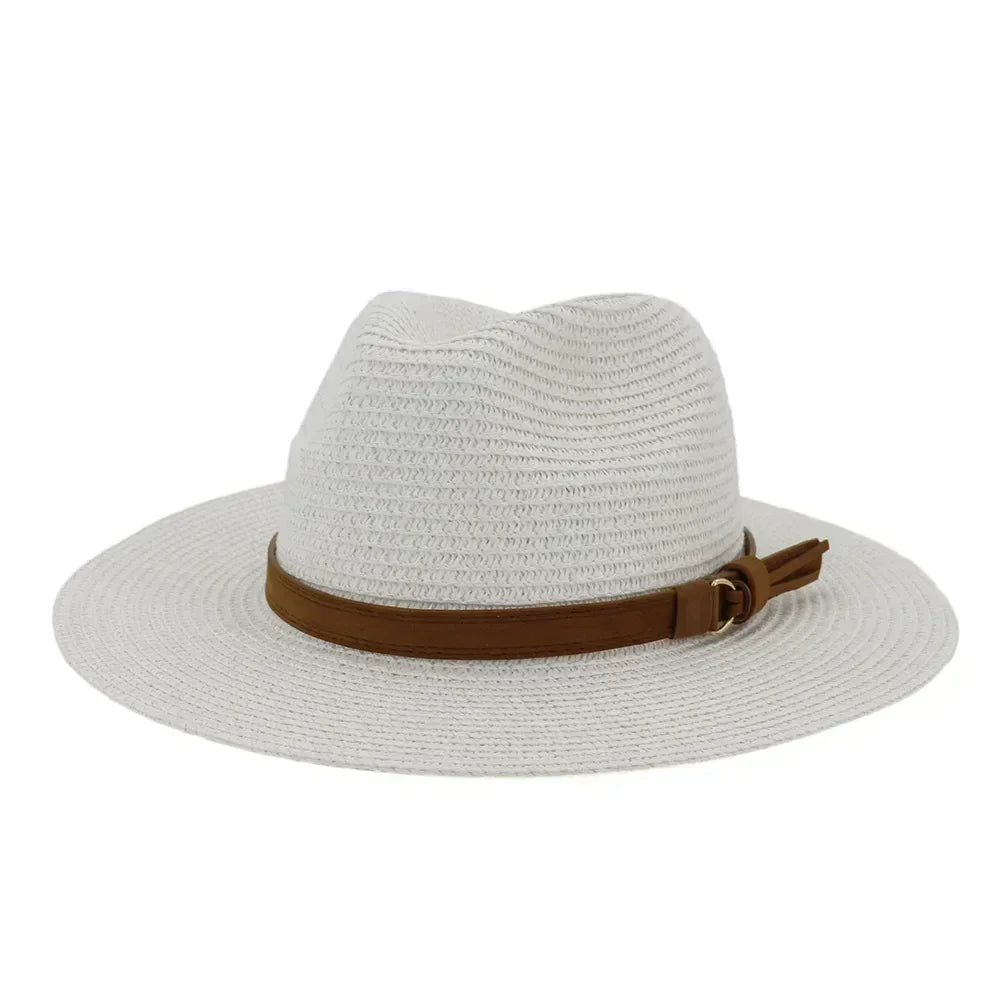 New Big Size 59-60CM Panama Hat Summer Sun Hats for Women Man Outdoor Beach Straw UV Protection Cap Chapeau Jazz Trilby Cap
