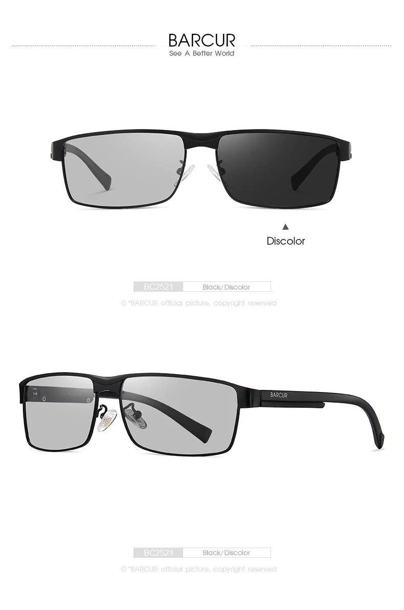 BARCUR Sunglasses Men’s Original Rectangle Fashionable Business Sunglasses – Polarized UV400 Protection for Driving Hiking Sports and Casual Wear – Trendy Fashion Shades Oculos De Sol with Anti-Reflective TAC Lenses