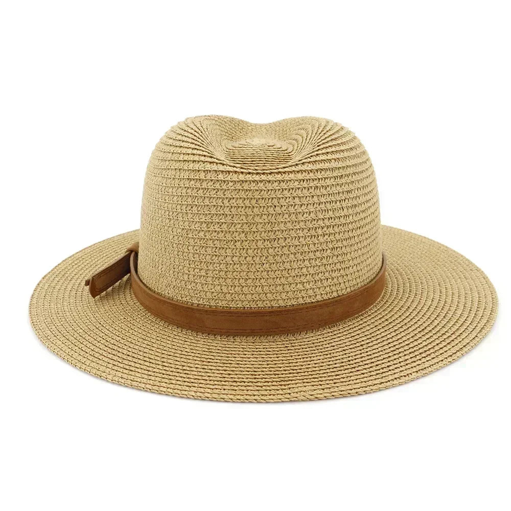 New Big Size 59-60CM Panama Hat Summer Sun Hats for Women Man Outdoor Beach Straw UV Protection Cap Chapeau Jazz Trilby Cap