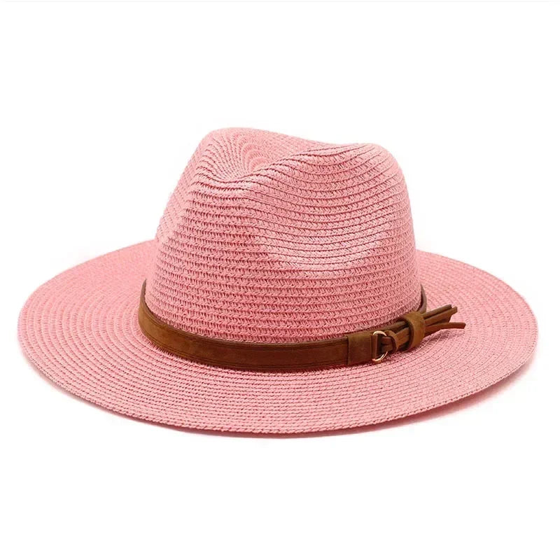 New Big Size 59-60CM Panama Hat Summer Sun Hats for Women Man Outdoor Beach Straw UV Protection Cap Chapeau Jazz Trilby Cap