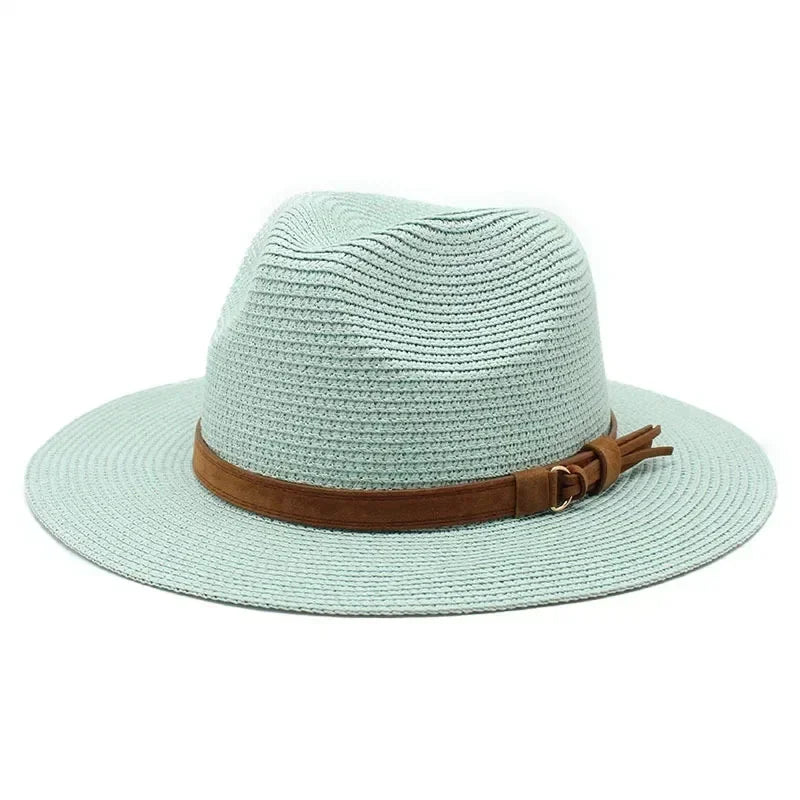 New Big Size 59-60CM Panama Hat Summer Sun Hats for Women Man Outdoor Beach Straw UV Protection Cap Chapeau Jazz Trilby Cap