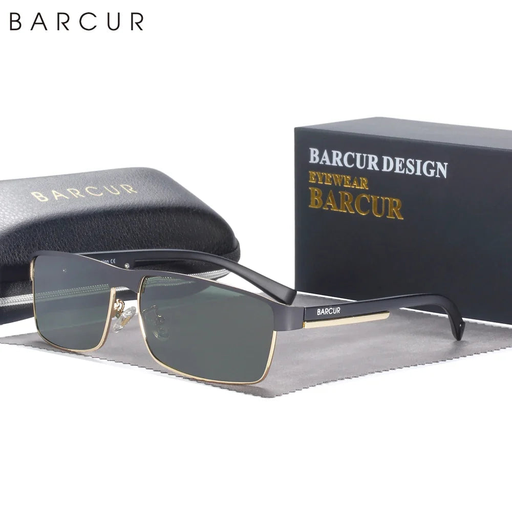 BARCUR Sunglasses Men’s Original Rectangle Fashionable Business Sunglasses – Polarized UV400 Protection for Driving Hiking Sports and Casual Wear – Trendy Fashion Shades Oculos De Sol with Anti-Reflective TAC Lenses