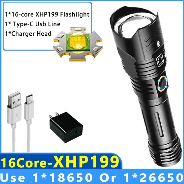 Adjustable Rechargeable Tactical Flashlight USB LED  Super Bright Zoomable IPX65 Waterproof Portable Torchlight Flash Lamp USB Charging For Hiking Camping Running Fishing