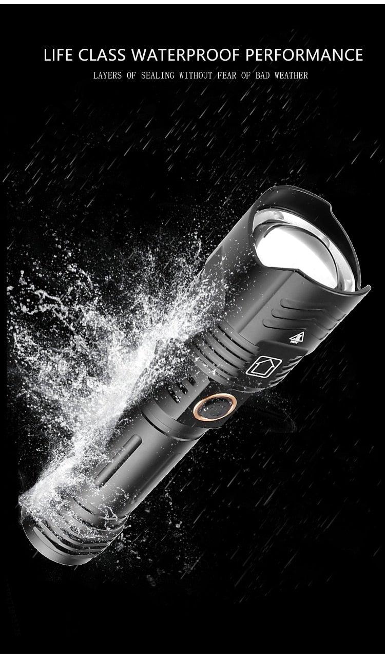 Adjustable Rechargeable Tactical Flashlight USB LED  Super Bright Zoomable IPX65 Waterproof Portable Torchlight Flash Lamp USB Charging For Hiking Camping Running Fishing