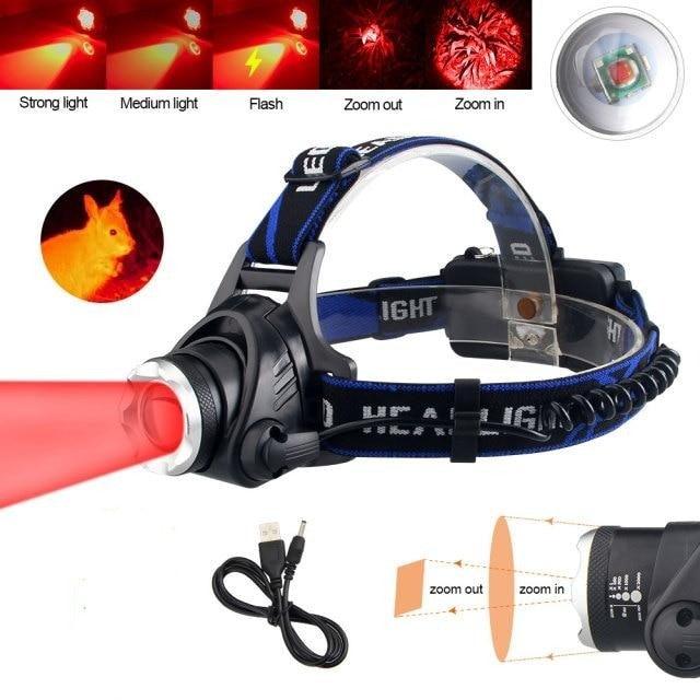 Headlamp Flashlight USB LED Head Rechargeable Light Waterproof Green/Red/UV 395nm Zoomable Headlamp Flashlight Light Outdoor   Waterproof Headlight Led Head Lamp 3 Modes Torch For Camping Hiking Fishing