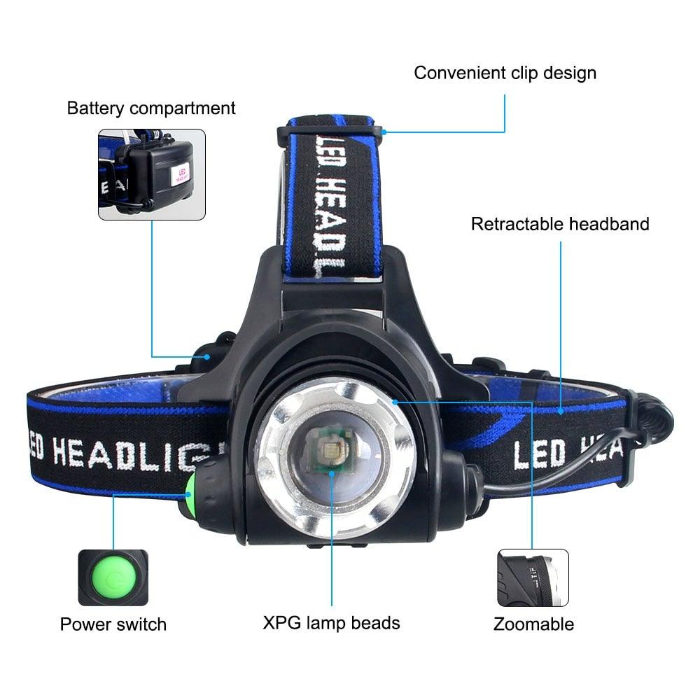 Headlamp Flashlight USB LED Head Rechargeable Light Waterproof Green/Red/UV 395nm Zoomable Headlamp Flashlight Light Outdoor   Waterproof Headlight Led Head Lamp 3 Modes Torch For Camping Hiking Fishing