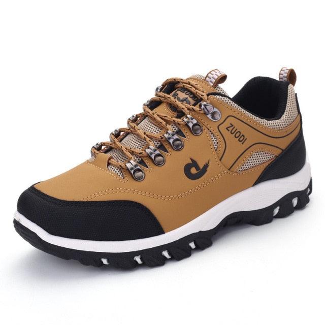 Men's Sports Hiking Shoes Low-Top Breathable Non-Slip Wear-Resistant Outdoor Leisure Sports Shoes Men Leather Non-Slip Sneakers Lightweight Low Top For Outdoor Trailing Walking Shoes