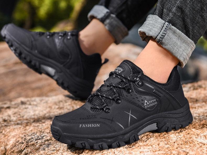 Men's Winter Snow Boots Waterproof Leather Sports Super Warm Men's Boots Outdoor Hiking Boots Work Travel Shoes Trail Climbing Shoes Lace Up Anti-Slip Waterproof Working Outdoor Boots