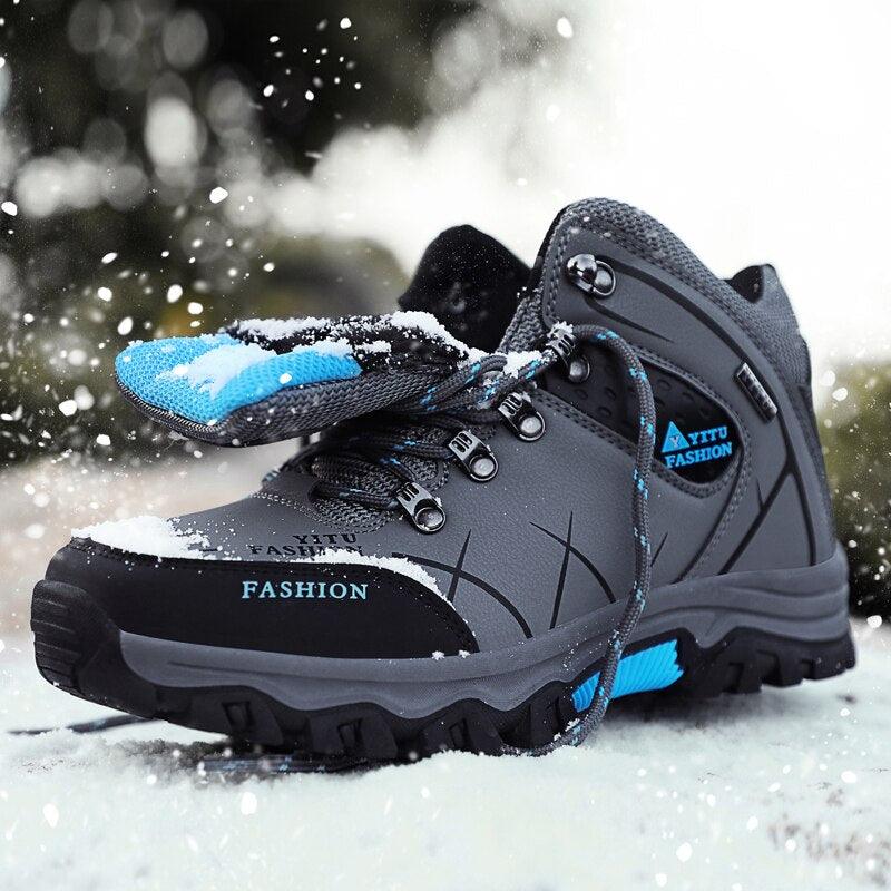 Men's Winter Snow Boots Waterproof Leather Sports Super Warm Men's Boots Outdoor Hiking Boots Work Travel Shoes Trail Climbing Shoes Lace Up Anti-Slip Waterproof Working Outdoor Boots