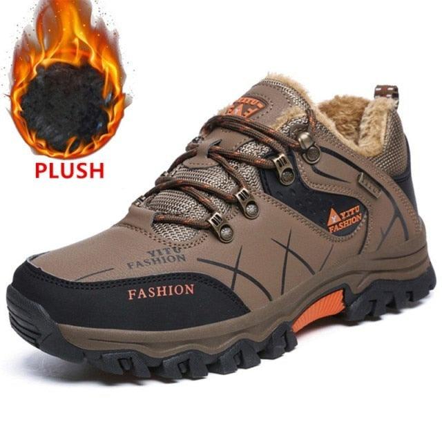Men's Winter Snow Boots Waterproof Leather Sports Super Warm Men's Boots Outdoor Hiking Boots Work Travel Shoes Trail Climbing Shoes Lace Up Anti-Slip Waterproof Working Outdoor Boots