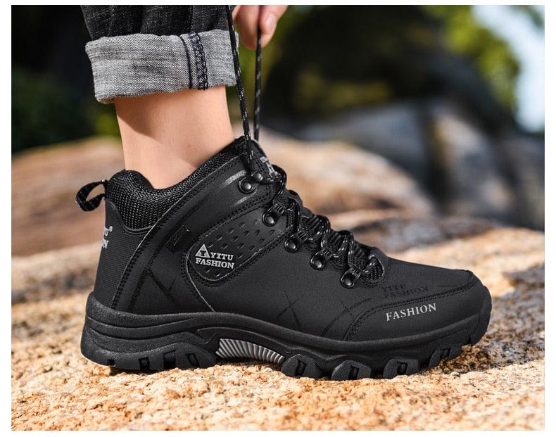 Men's Winter Snow Boots Waterproof Leather Sports Super Warm Men's Boots Outdoor Hiking Boots Work Travel Shoes Trail Climbing Shoes Lace Up Anti-Slip Waterproof Working Outdoor Boots