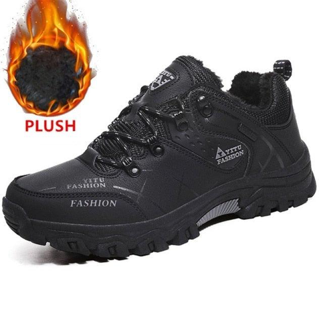Men's Winter Snow Boots Waterproof Leather Sports Super Warm Men's Boots Outdoor Hiking Boots Work Travel Shoes Trail Climbing Shoes Lace Up Anti-Slip Waterproof Working Outdoor Boots