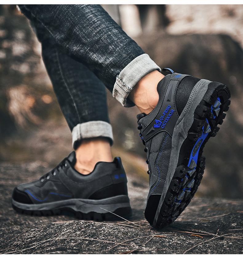Popular Outdoor Casual Shoes Hiking Men High Quality Sneakers Mountain Climbing Work Footwear Hiking Shoes Low Cut Boots Leather Walking Shoes For Outdoor Training Casual Work