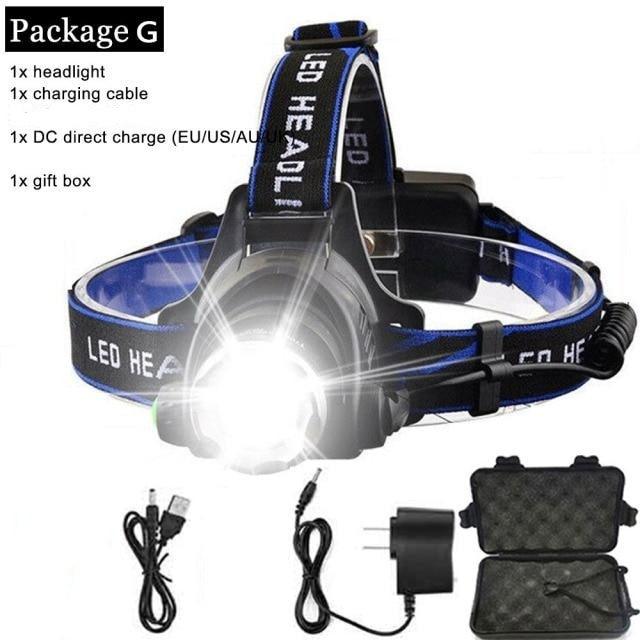 Rechargeable High Lumens Work Headlight Ultra Bright Headlamp LED Headlight Sensor Powerful  Head Lamp Waterproof Flashlight For Adults Running Hiking Camping Fishing