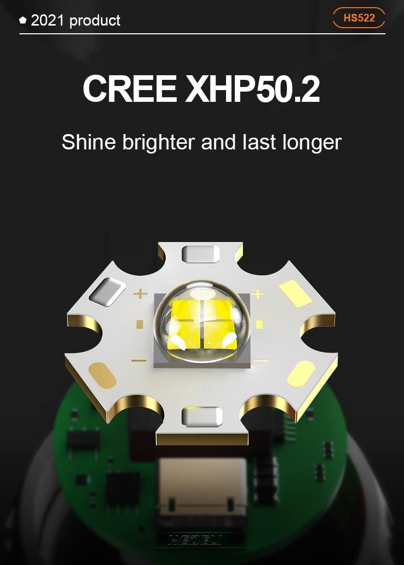 Rechargeable LED Flashlights High Lumens Waterproof Zoomable Super Bright Tactical Flashlight Powerful  USB LED CREE Flashlight  Hand Lamp For Hiking Camping Household Outdoor Sport