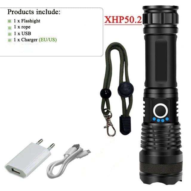 Rechargeable LED Flashlights High Lumens Waterproof Zoomable Super Bright Tactical Flashlight Powerful  USB LED CREE Flashlight  Hand Lamp For Hiking Camping Household Outdoor Sport