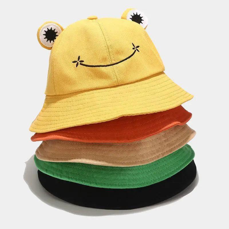 Unique Design Frog Bucket Hat for Women Summer Autumn Plain Female Panama Outdoor Hiking Beach Fishing Cap Sunscreen Woman Sunhat